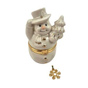 Lenox Treasures The Snowman's Surprise Box Snowflake Charm First Issue Box 1999
